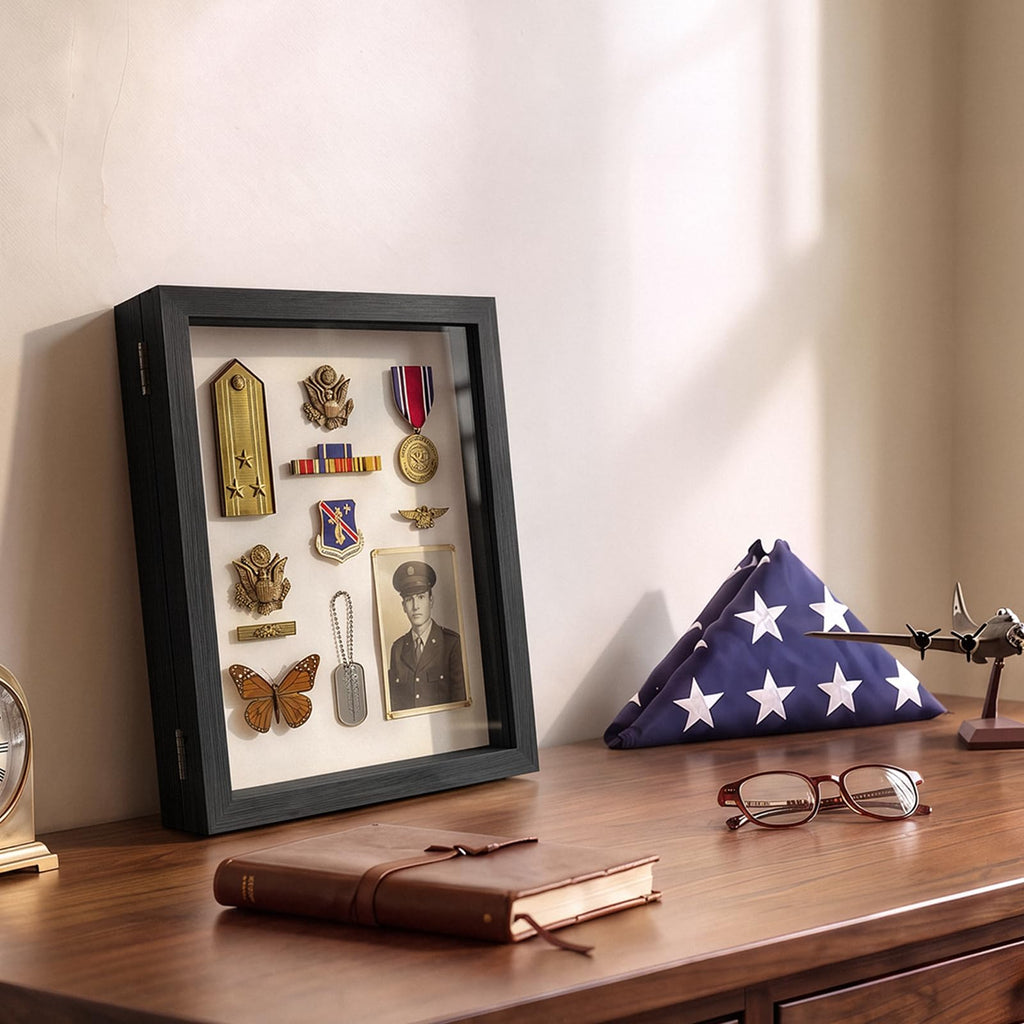 Small Shadow Box 5x7 Memory Display Case Wood icture Frame Black