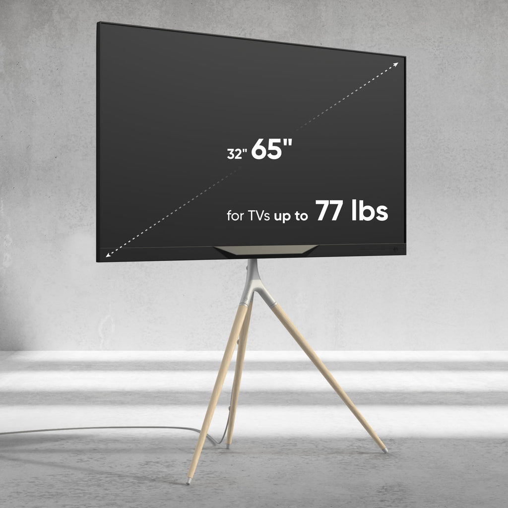 Easel TV Stand 32-65 Inch, 77 lbs, VESA 100x100-400x400, White