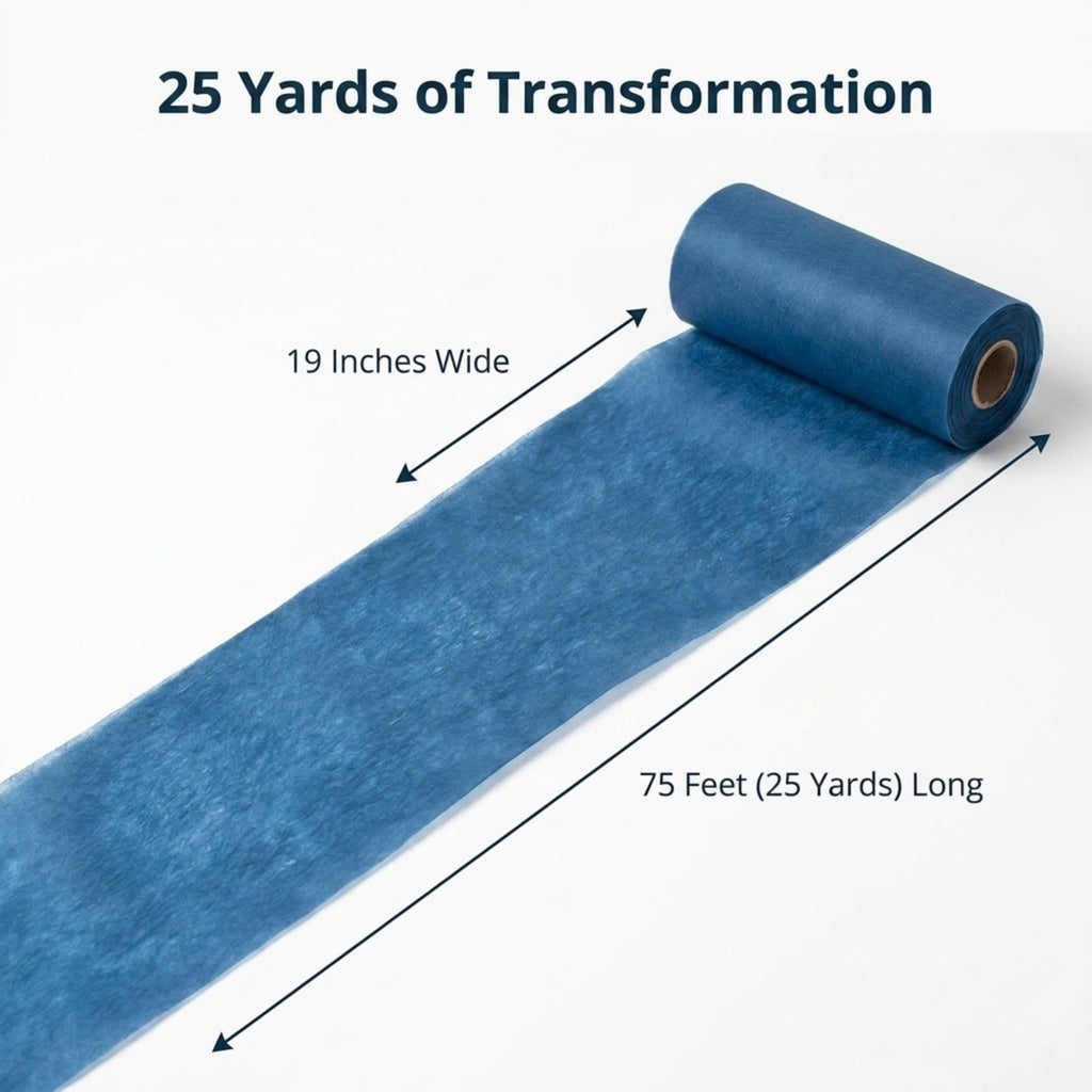 Medium Blue Flame Retardant Gossamer Fabric Roll, 19 Inches x 25 Yards, Sheer Fabric for Wedding Decorations, Baby