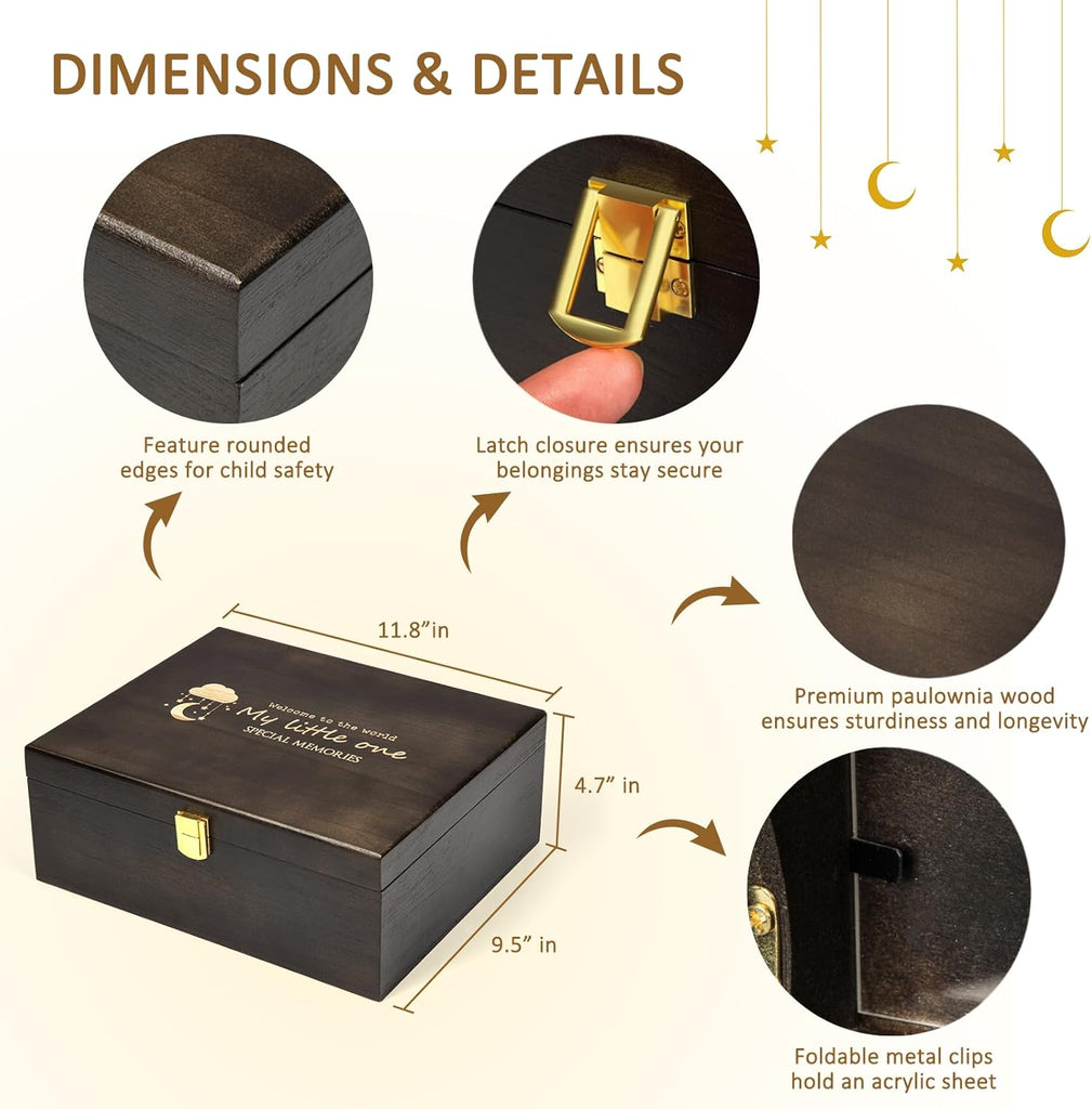 Baby Keepsake Box Wooden with 6 Additional Items