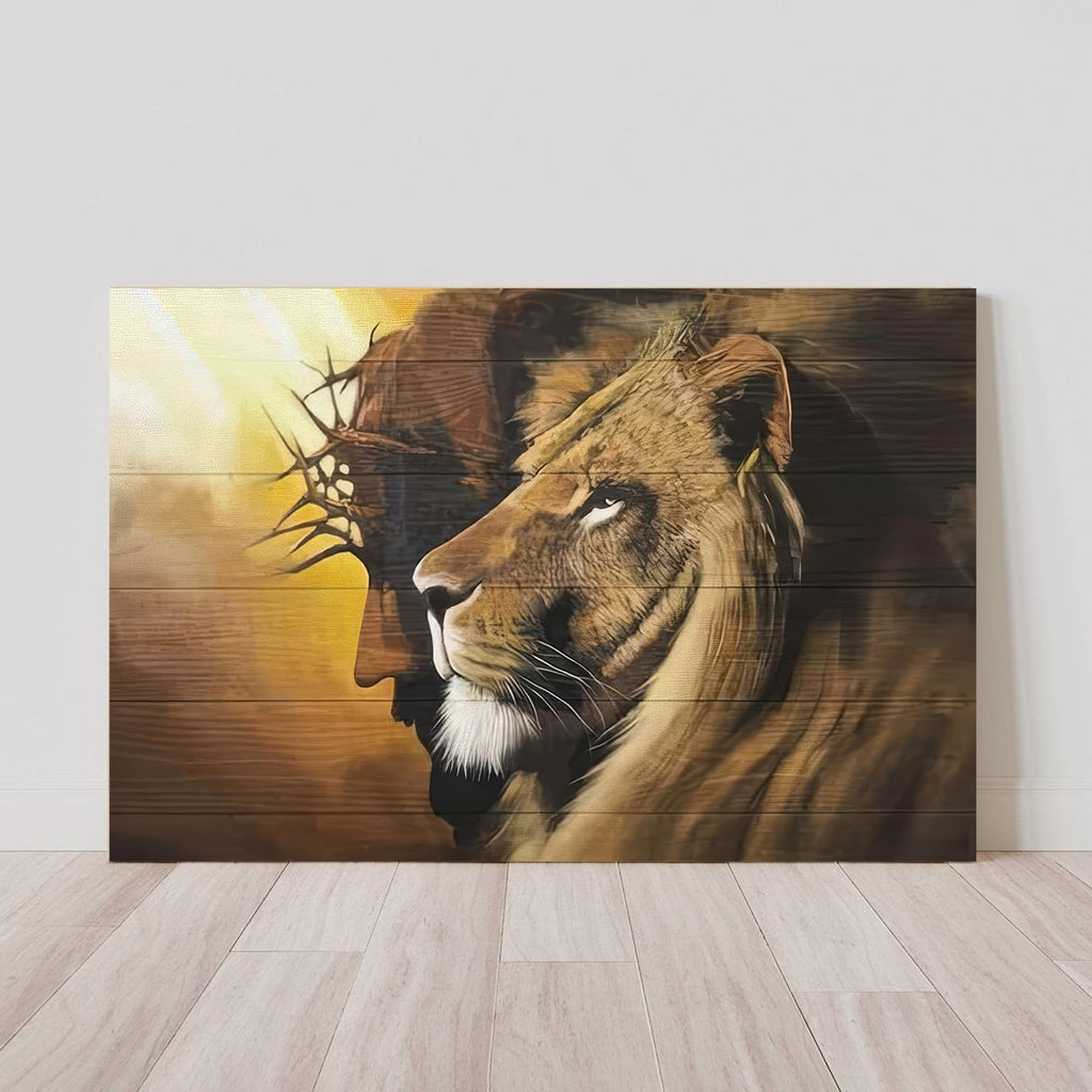 Framed Jesus Christ Canvas Wall Art The Lion of Judah Christian Painting Prints Biblical Wall Decor Religious Room