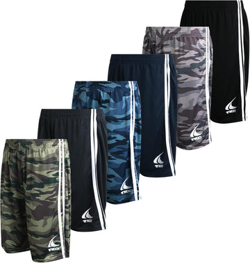 Boys Active Shorts 6 Pack Quick Dry Performance Basketball Shorts