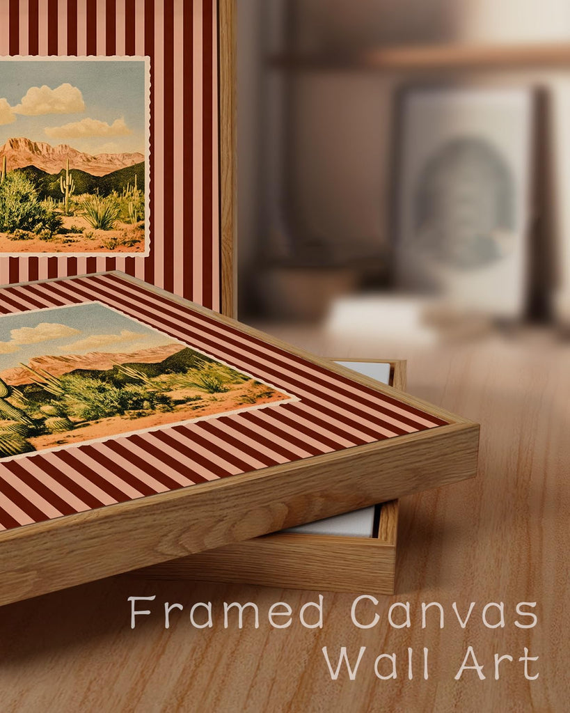 Western Wall Decor Cactus Canvas Art Desert Framed Wall Art