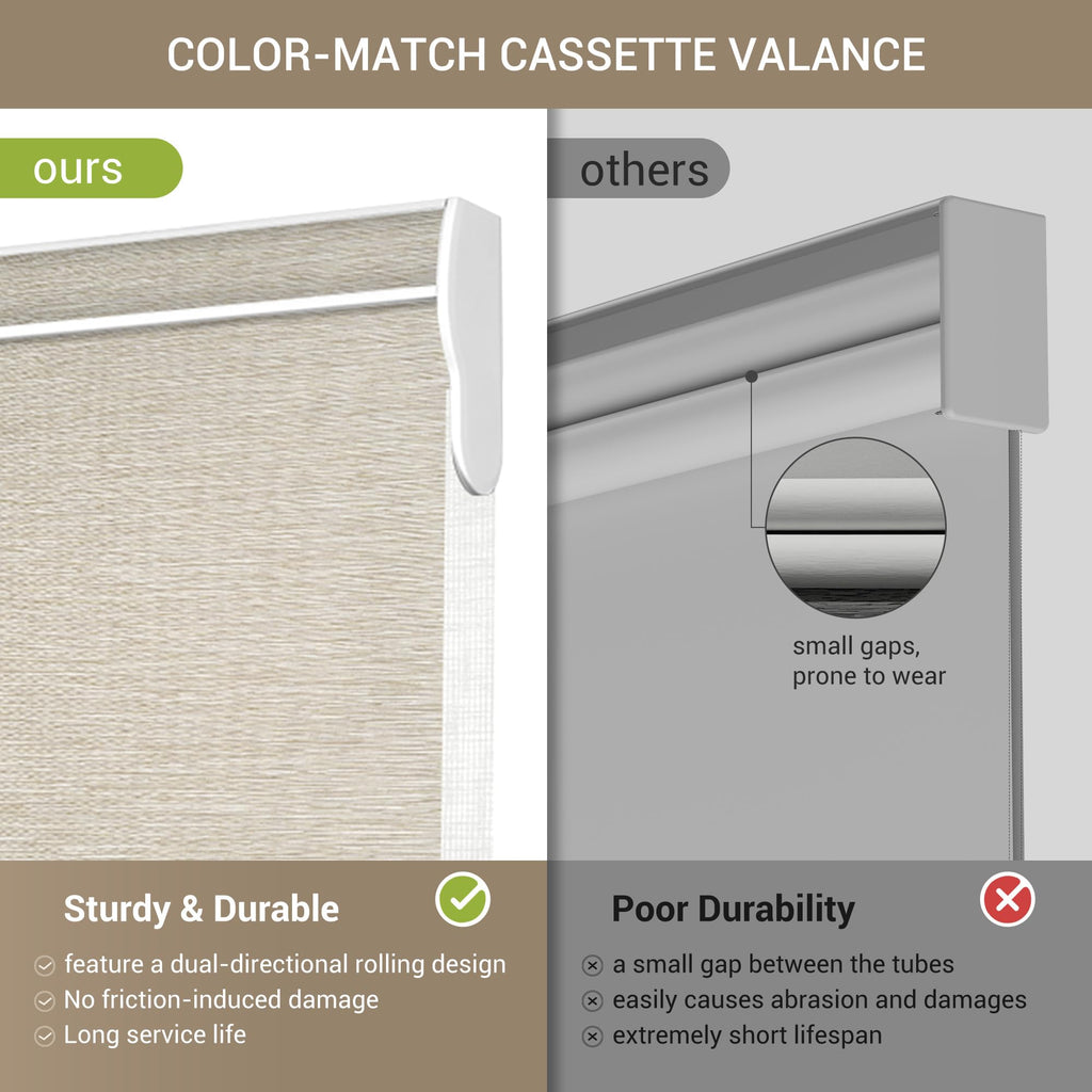 Cordless Dual Roller Shades, Jacquard Beige & White, Custom Size