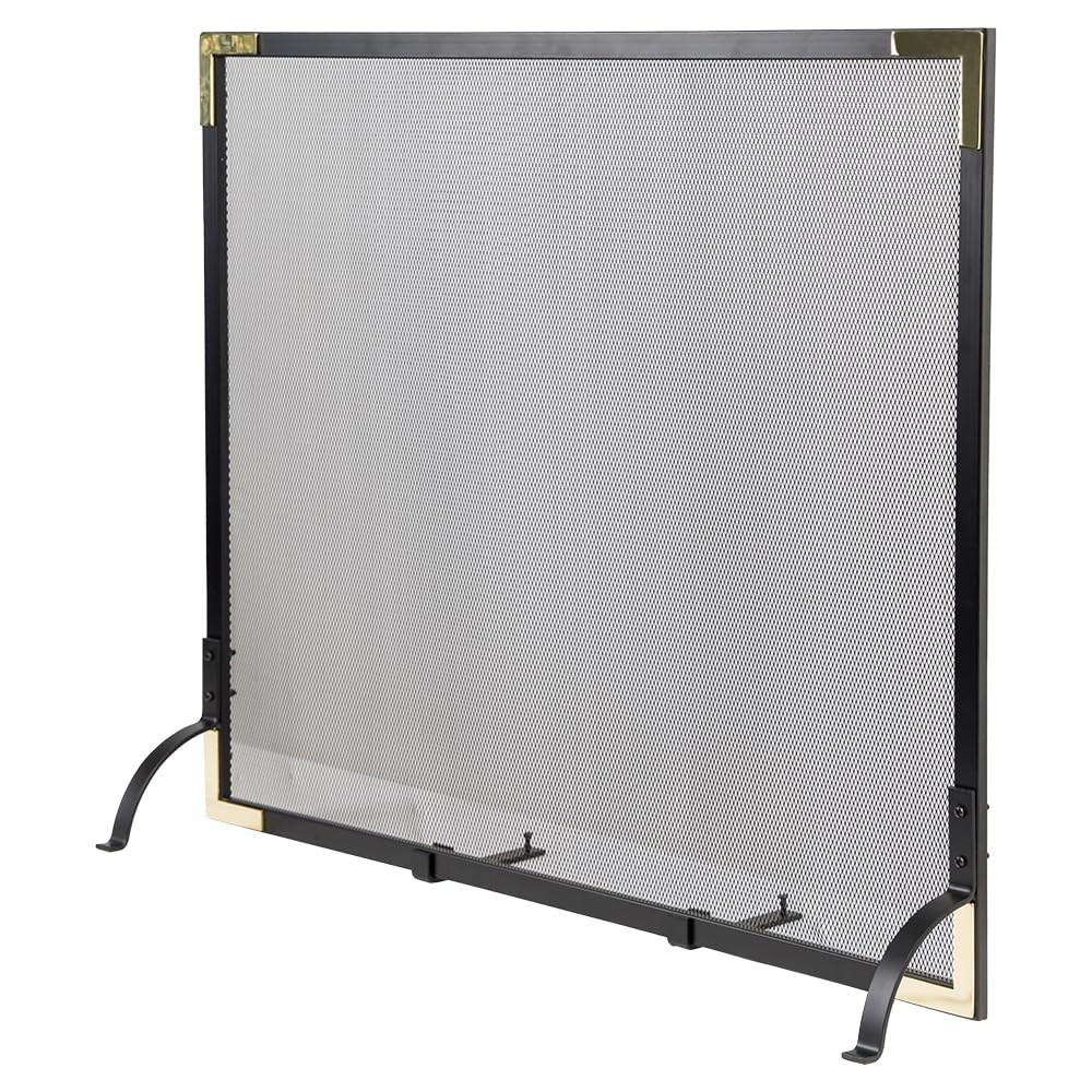 Cecilia Mesh Fireplace Screen with Durable Single Panel, Steel Frame