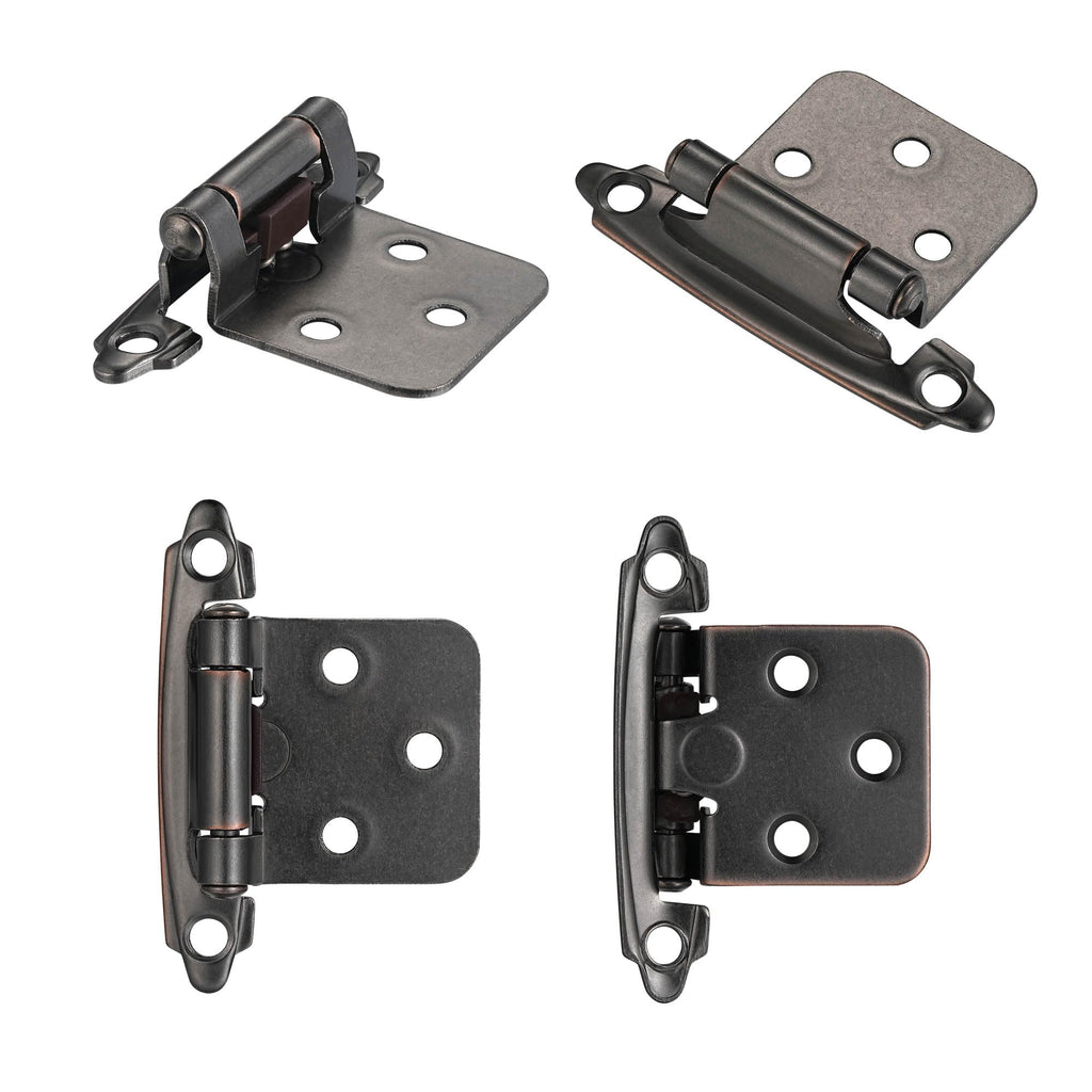 Oil Rubbed Bronze Cabinet Hinges, 1/2" Overlay, 4 Pack