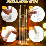 4 Set 5 Arms Acrylic Candelabra Centerpieces, Clear Candlesticks Holders with 20 LED Candles 2 Remote Timer 22 Rubber