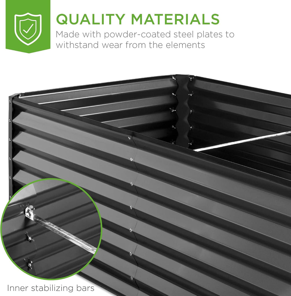 6x3x2ft Outdoor Metal Raised Garden Bed, Deep Root Box Planter for Vegetables, Flowers, Herbs, 269 Gallon Capacity