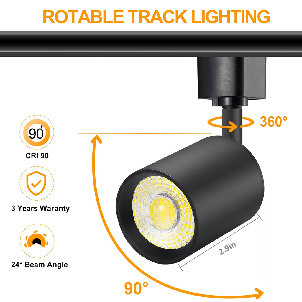 LED Track Lighting Kit with 6.6FT H Type Track Rail, Black