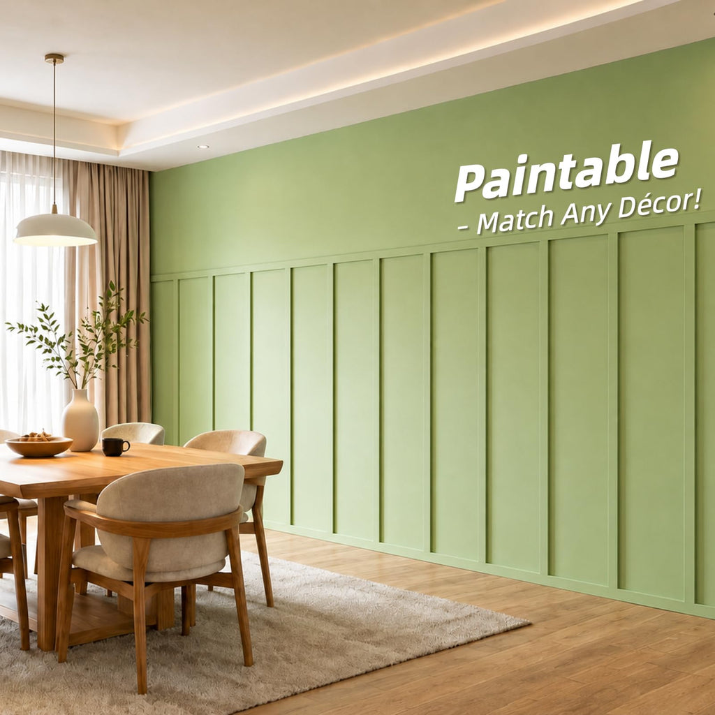 Premade Paintable Board and Batten Wainscoting Kit, 167.32 x 70.08 in