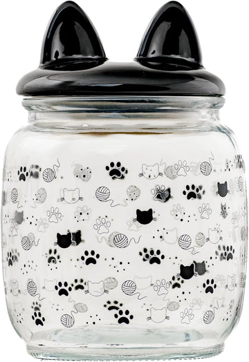 Cat Ears Pet Treat Canister, Black