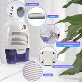 Small Dehumidifier,12V3A adapter，1200 Cubic Feet (215 sq ft) Portable Mini Dehumidifier Quiet Use for High Humidity in
