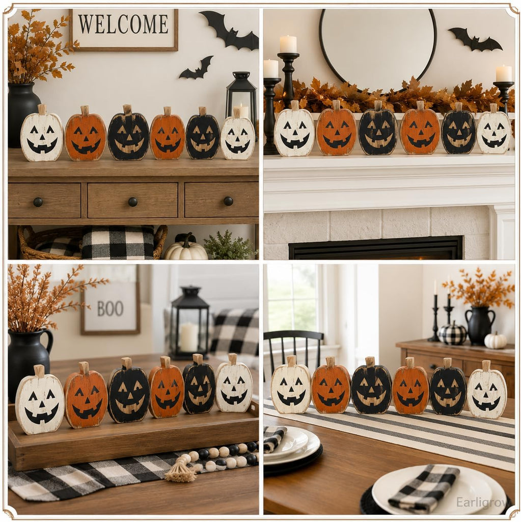 Halloween Pumpkin Decor Indoor, Halloween Decorations Kitchen - Set of 6