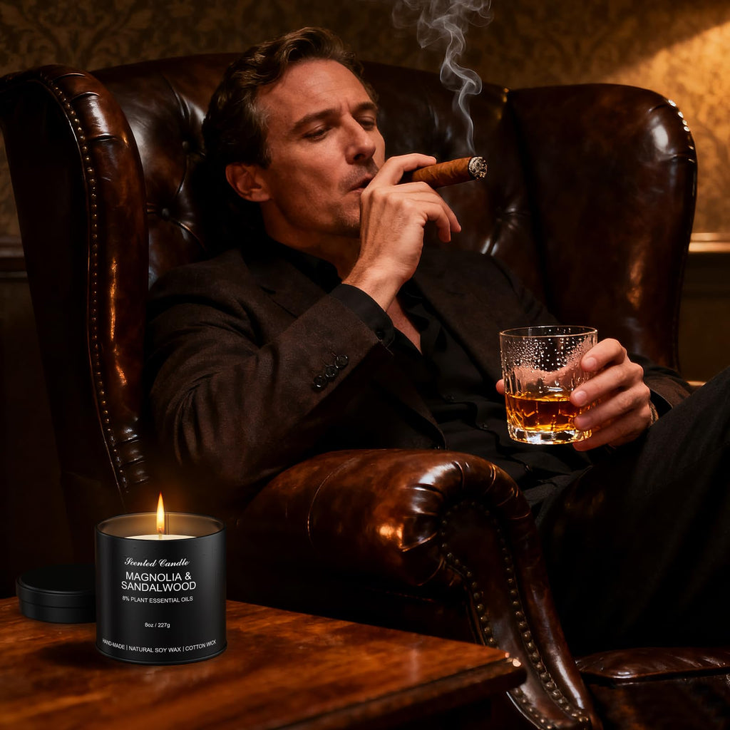 Scented Candles for Men Set-4 Pack Luxury Soy Wax Candles, 8oz Large Strong Scented Candles, Masculine Essential Oil