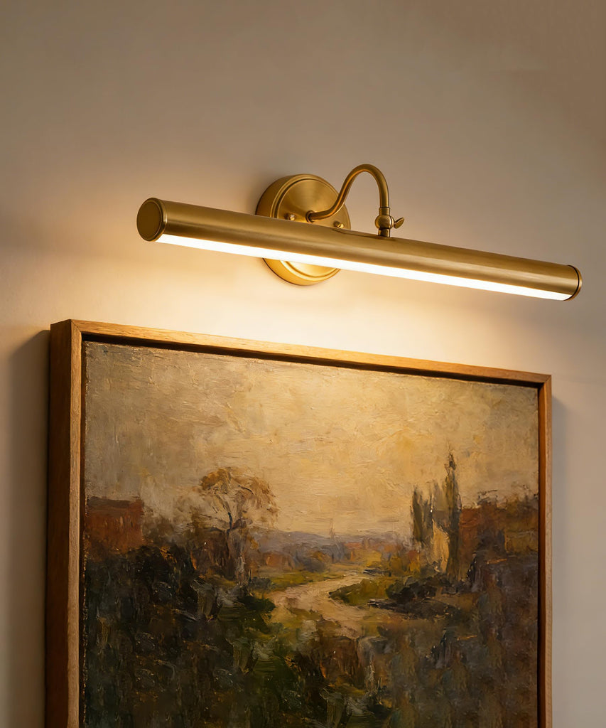 Hardwired Picture Lights for Wall,28 Inch Brass Vintage Picture Sconce,E12 Base,330° Rotatable,4-Light Gallery Art