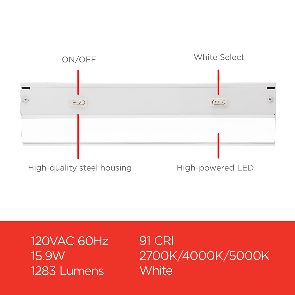 36 Inch Hardwired Under Cabinet Light, Dimmable 1283 Lumens