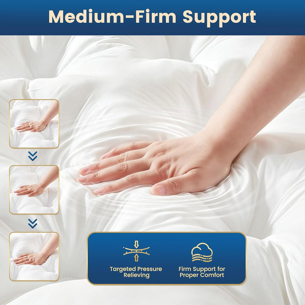 4 Inch Memory Foam Mattress Topper Full Size for Back Pain Relief | Quilted Pillow Top Fitted Mattress Pad with 360°