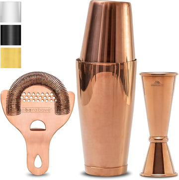 Cocktail Shaker Set, 4-Piece Professional Bartender Kit with Boston Shaker, Strainer and Jigger, Stainless Steel Bar
