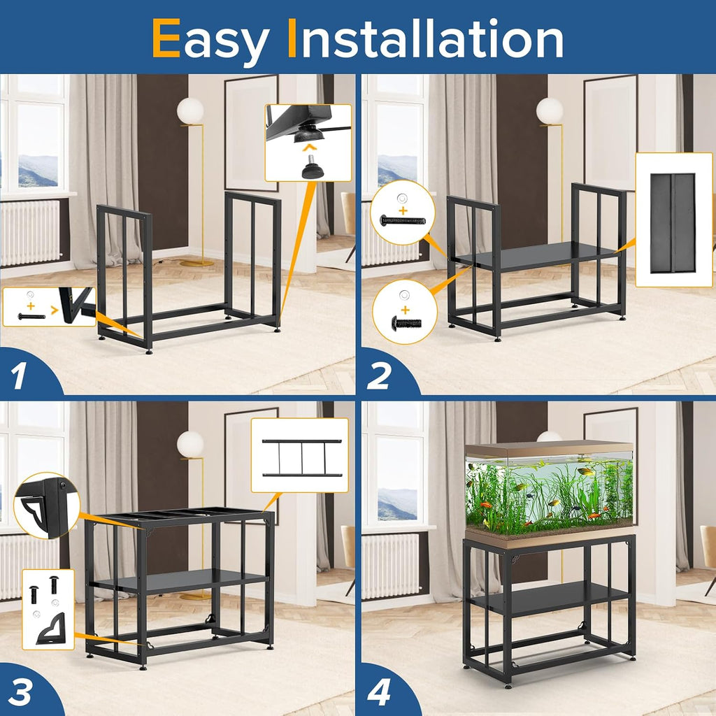 Fish Tank Stand 40 Gallon, Metal Aquarium Stand 36.5" L x 18.5" W*29.5"H, Double-Layer Storage Design, Suitable Use