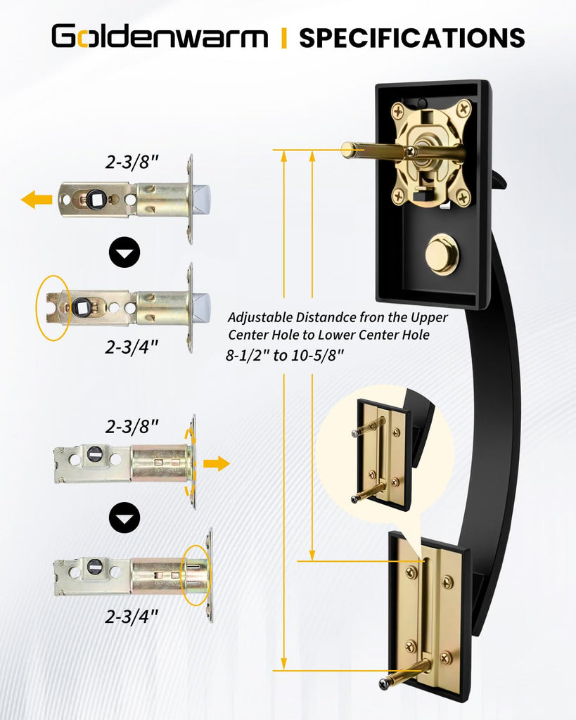 Front Door Handle and Deadbolt Set, Matte Black Front Door Knob