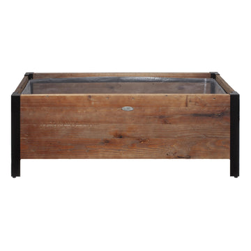 Urban Garden Low-Profile Planter, FSC Recycled Wood, Rectangular, 37IN x 12.6IN, Natural Brown