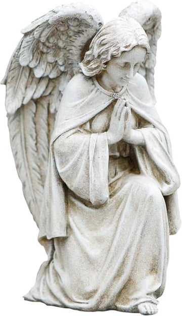 Garden Statue - Indoor/Outdoor Memorial Sculpture or Church, 12" Tall, Praying Angel