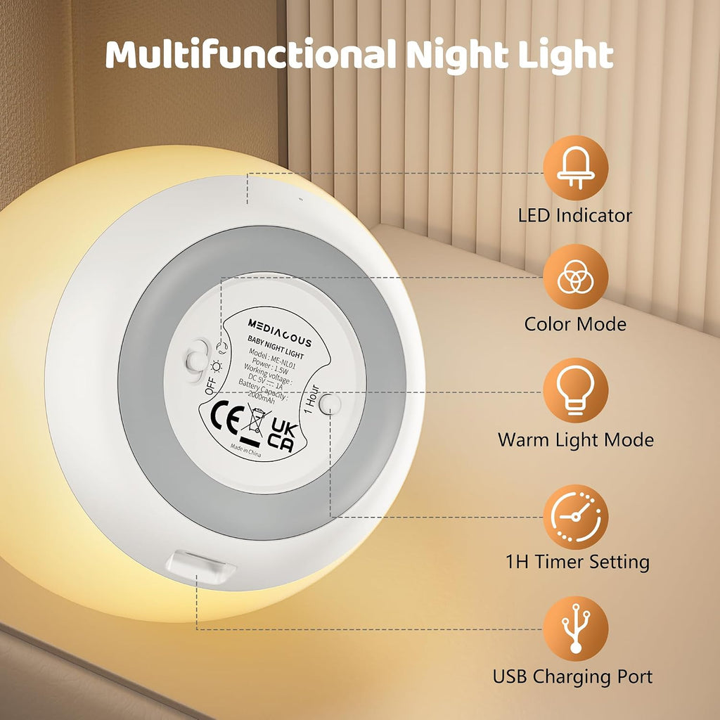 Night Light for Kids, 7 Colors Changing Egg Light
