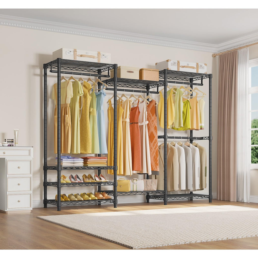V5 Heavy Duty Clothes Rack, Freestanding Modular Closet System, Black