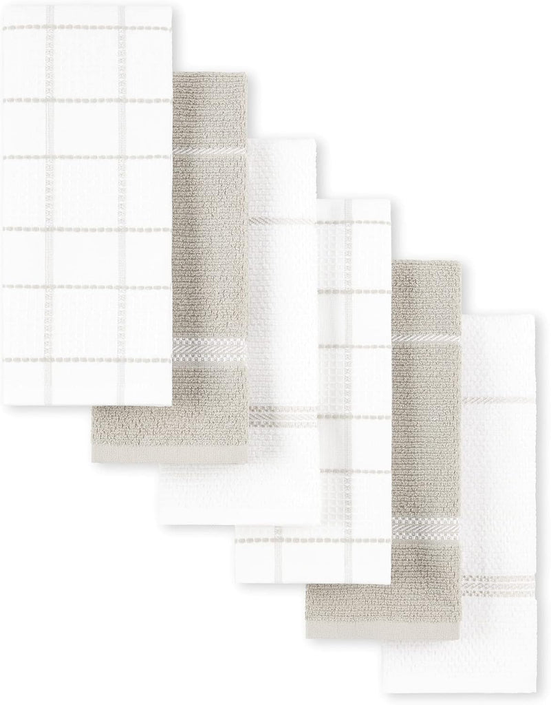 Modern Waffle Kitchen Towel Set 6-Pack, Linen, 16"x28"