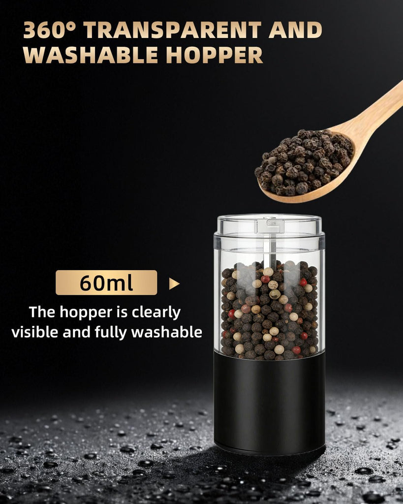 Electric Salt and Pepper Grinder Set Rechargeable, Automatic Salt and Pepper Shakers Mill Refillable, One Hand
