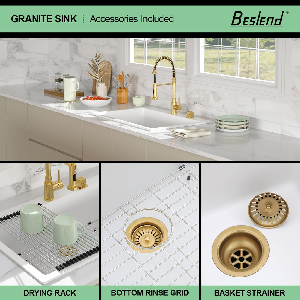 33 White Granite Composite Drop Sink