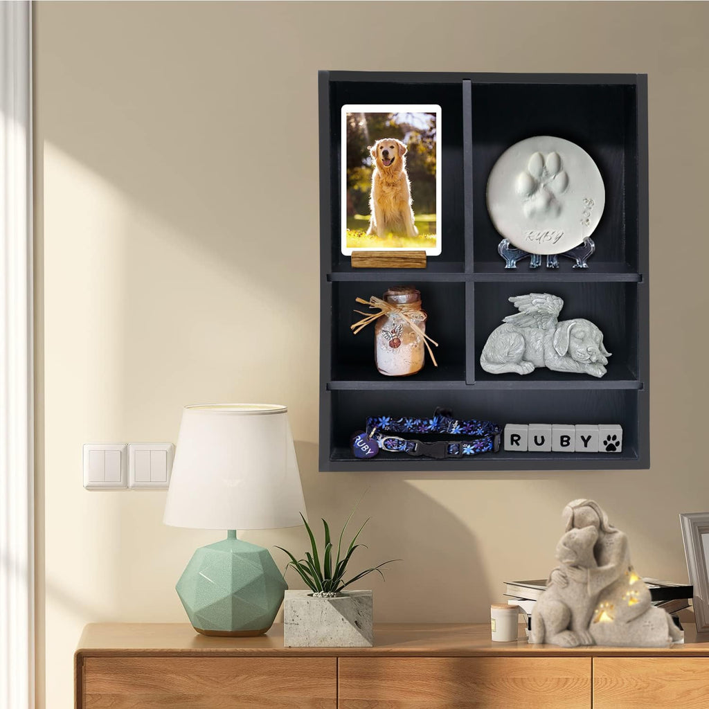 11*14" Solid Wood Pet Memorial Shadow Box Frame with Shelves