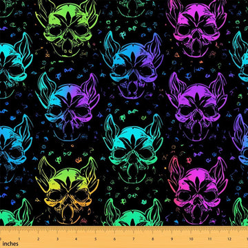 Bat Fabric By The Yard, Halloween Upholstery Fabric, Sugar Skull Decorative Fabric, Galaxy Stars Moon Indoor Outdoor