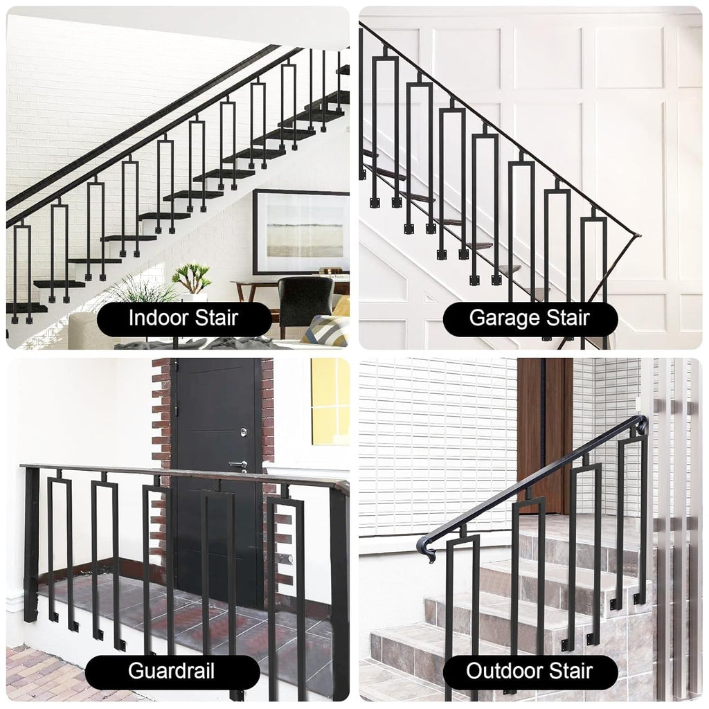 12 Pack U Shape 38.6" Stair Balusters with Adjustable Top Bracket for Staircase Interior, Side Mount Wrought Iron