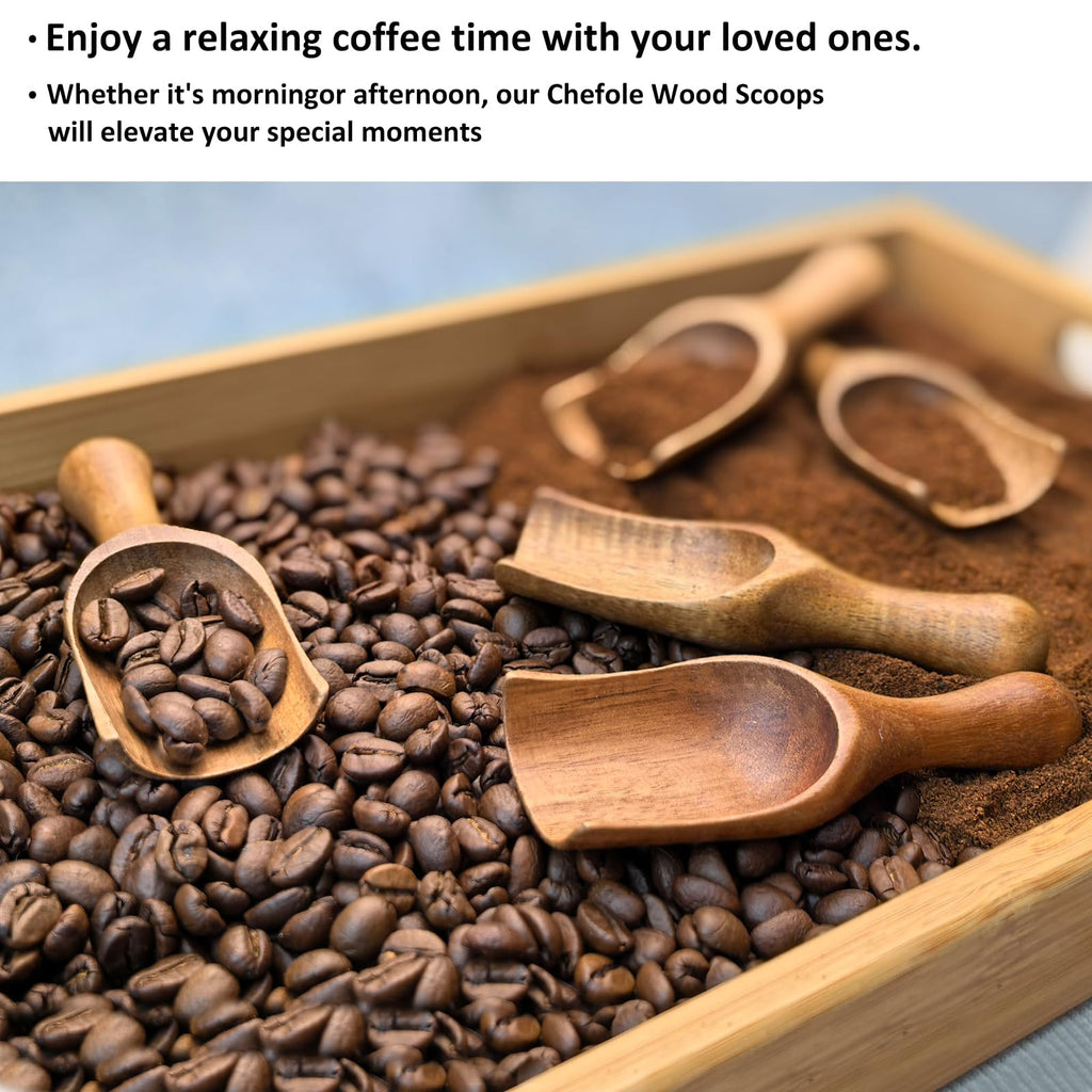 Wooden Scoop for Canisters 6PCS Acacia Wood Scoops for Jars Measuring Spoons for Ground Coffee Scoops Wooden Scoops
