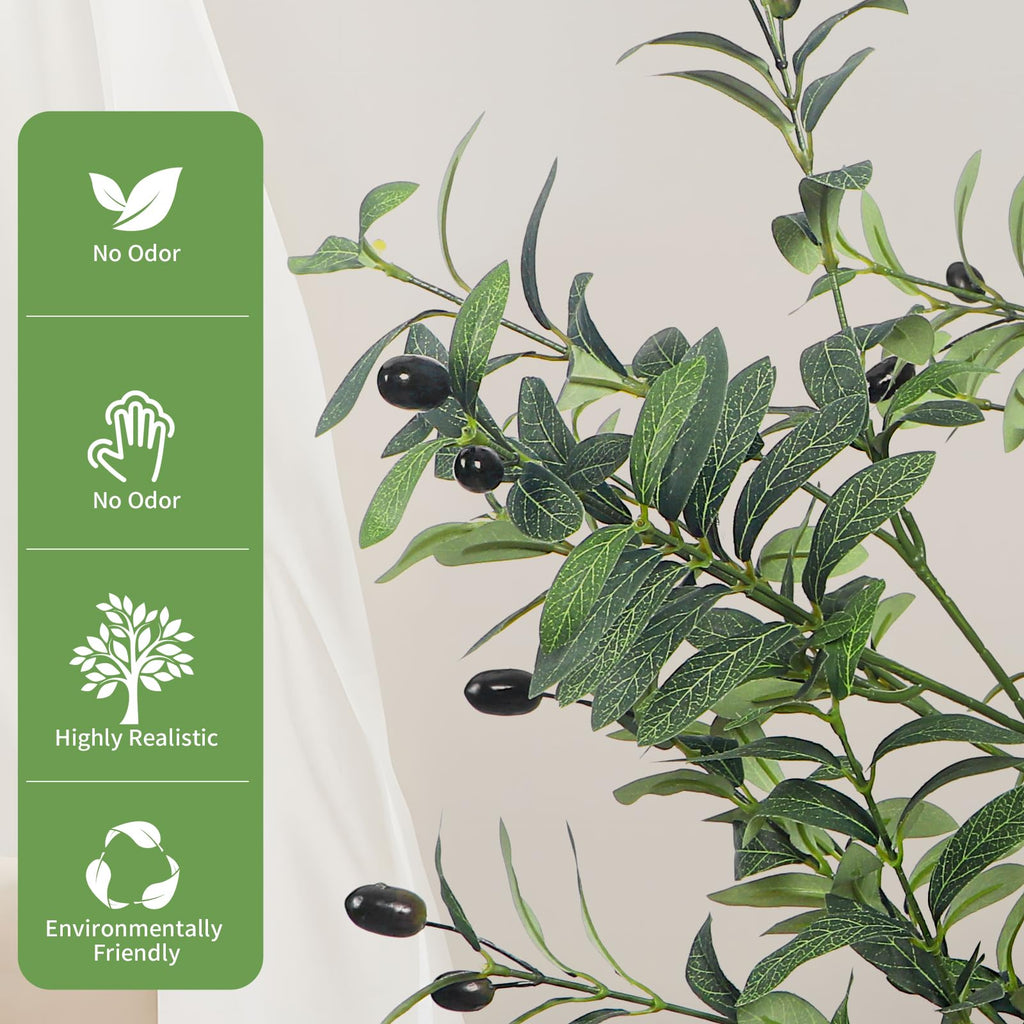 7ft Faux Olive Tree, Artificial Olive Tree Indoor with Realistic Leaves and Fruits, Fake Potted Topiary Tree Office