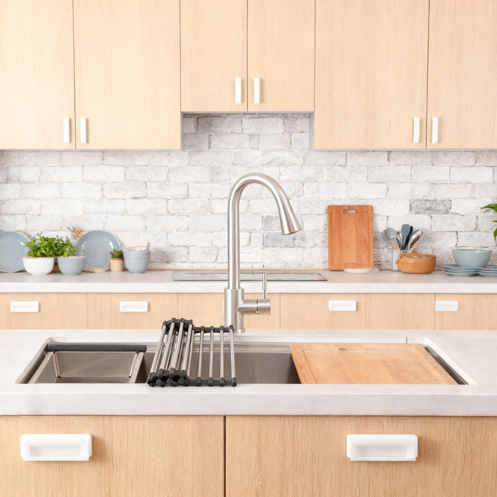 32 Inch Undermount Stainless Steel, 32" x 18" Single Bowl Undermount Workstation Sink, 16 Gauge Handmade