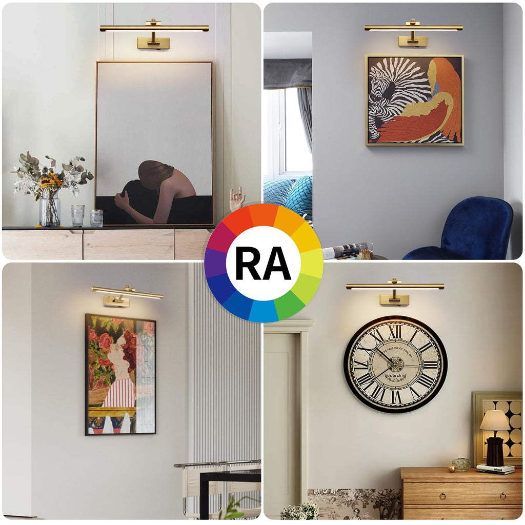Wireless Picture Lights for Wall Battery Operated Brass Art Light for Paintings with Remote 3CCT Dimmable Potrait