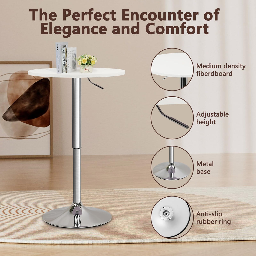 Round Bar Table 10 Pack, Height Adjustable 26"-36" Bistro Pub Table with Metal Base, 360° Swivel High Top Cocktail