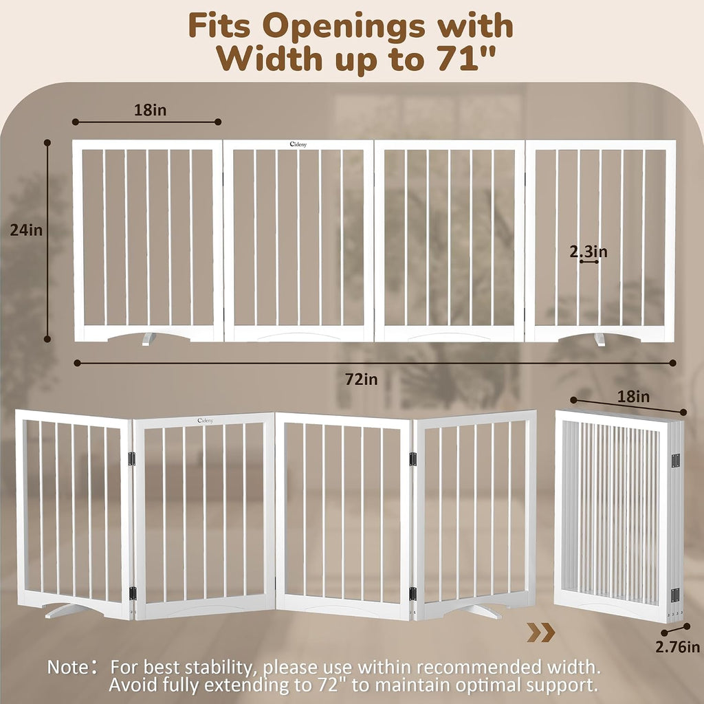 Free Standing Dog Gate Indoor, Foldable Dog Gate for Doorways Stairs