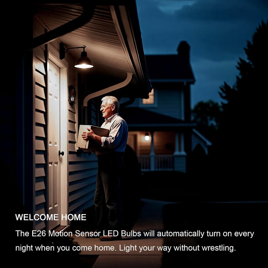 Motion Sensor Light Bulbs, 3000K Warm White Motion Activated Dusk to Dawn Security Light Bulb, 13W(100W Equivalent)