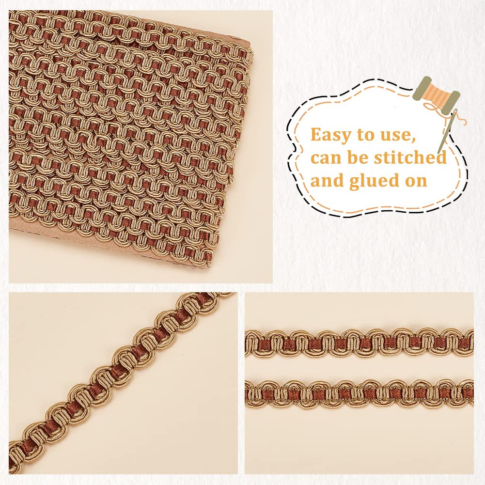 Gimp Braid Trim 1/2 inch Wave Pattern Polyester Ribbon Golden Polyester Woven Fabric Trim Decorative Lace - 13 Yards