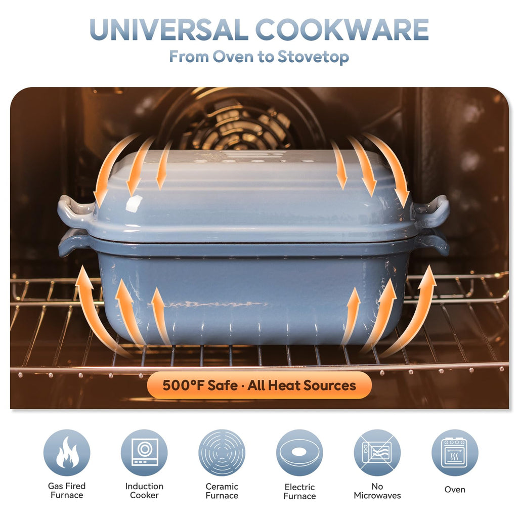 Dutch Oven for Sourdough Bread Baking, Enameled Cast Iron Dutch Oven Pot with Lid, 10×6 Bread Loaf Pans with Lid made