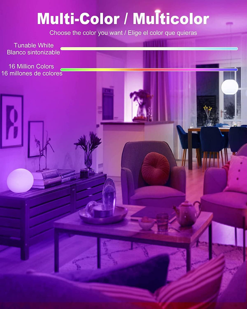 Smart Light Bulbs, Color Changing LED Bulbs for Alexa and Google Assistant, 2.4GHz WiFi and Bluetooth with Music