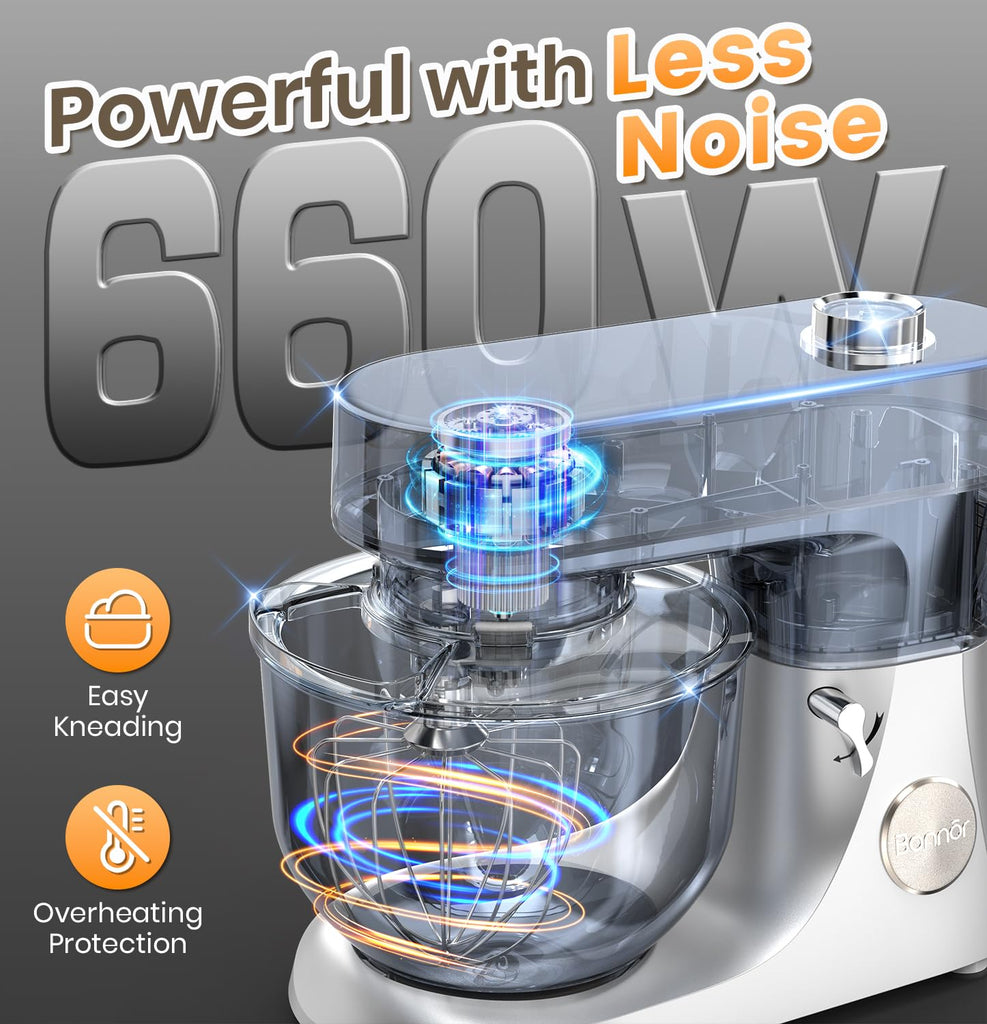 Stand Mixer 6QT Kitchen Mixer with LED Smart Touchscreen, 11-Speed Tilt-Head Mixer with Timer, 4 Preset Menus
