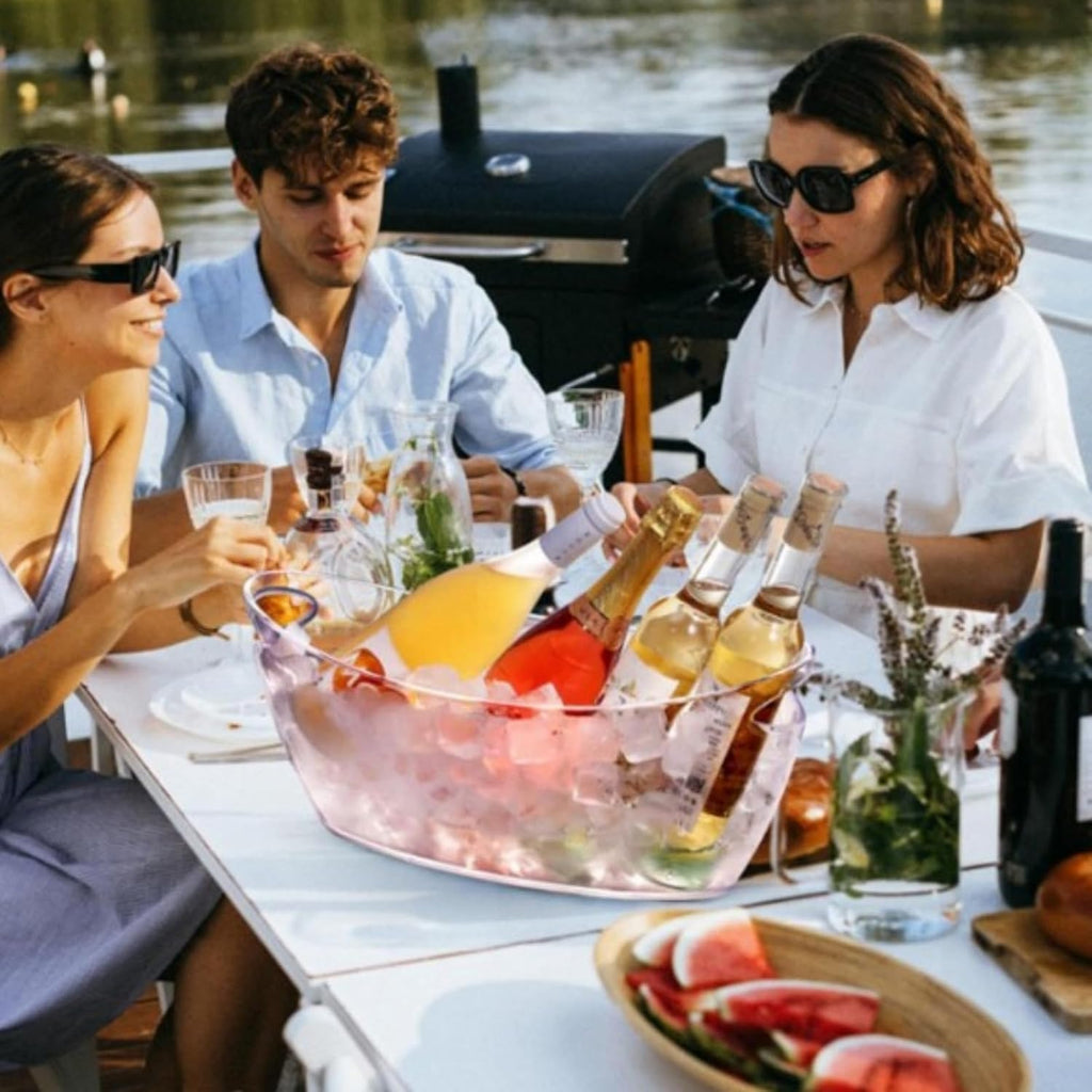6 Liter Clear Acrylic Champagne Bucket with Handle, Ice Bucket for Parties Beverage Ice Tub, Wine Beer Drink Buckets