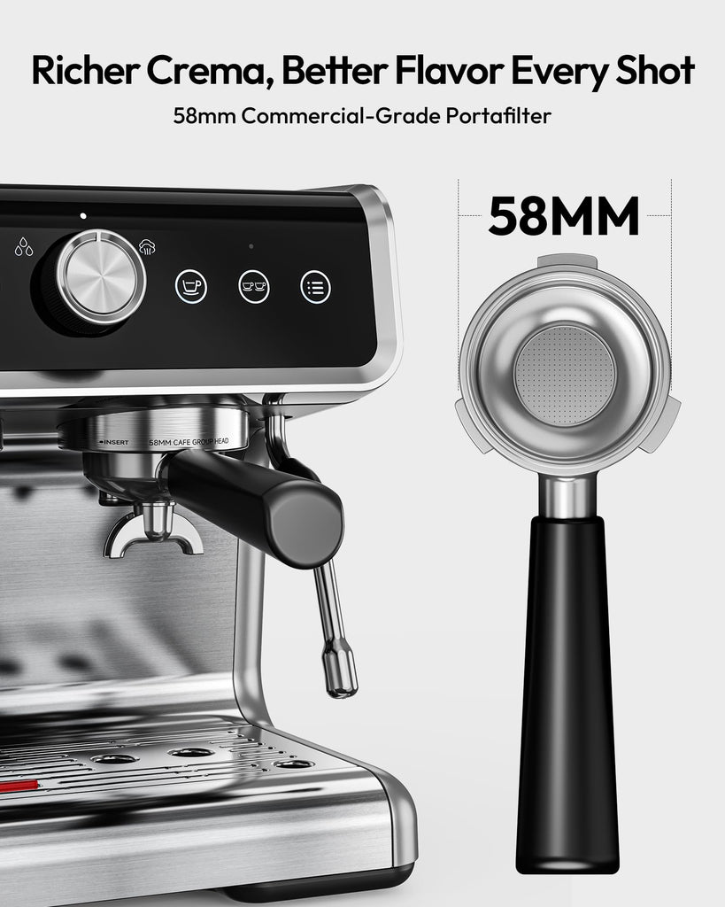 20 Bar Espresso Machine with Grinder and Milk Frother