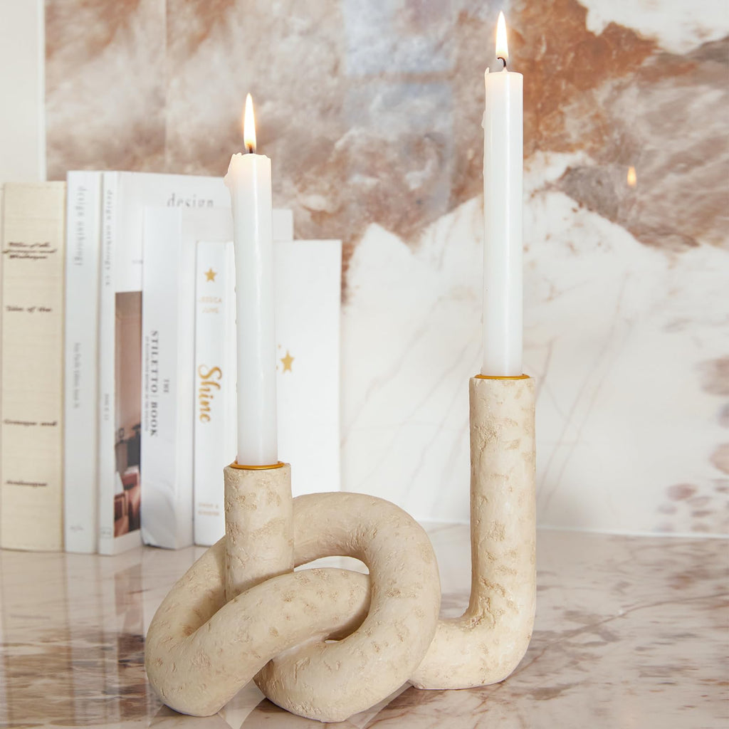 Knot Shaped Taper Candle Holders, Boho Candlestick Holders