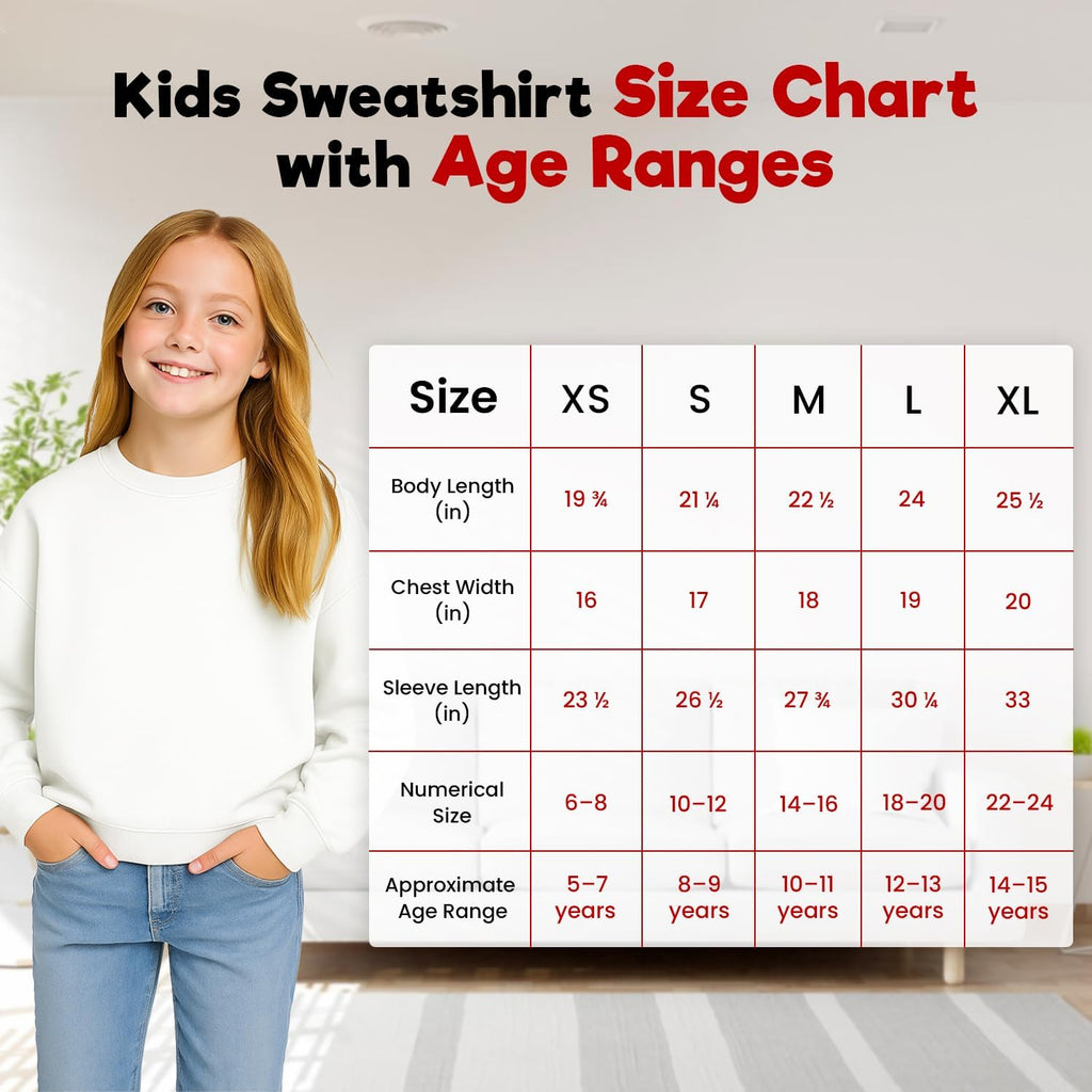 Girls Oversized Crewneck Sweatshirt - Heavy Blend Long Sleeves Pullover for Teen Girls