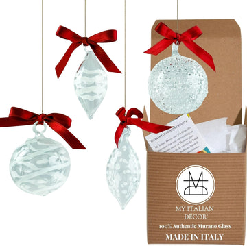 Authentic Hand-Blown Glass Christmas Ornaments Set of 4